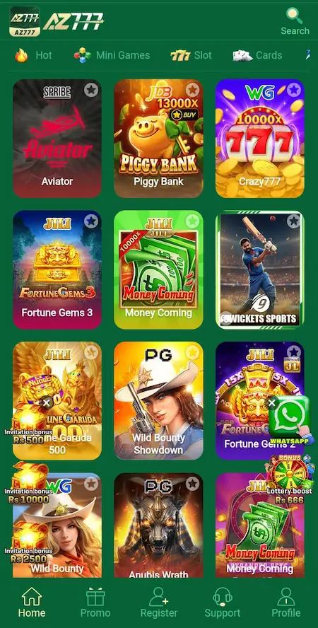 AZ777 Game interface
